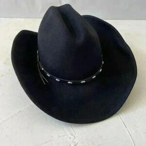Rodeo King Adult Cowboy Hat Black Felt Beaver Western Hat Vintage Sz S 54-55